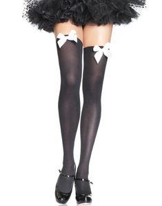 Svarte Strømper med Hvite Sløyfer