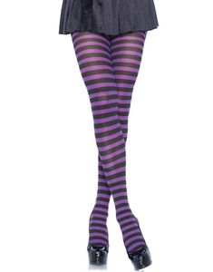 Stripete Svart og Lilla Strømpebukse
